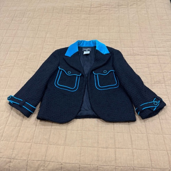 Chanel Fall 2007 Ready To Wear Runway Tweed Wool Black Jacket Blazer Size 40 - Picture 3 of 14